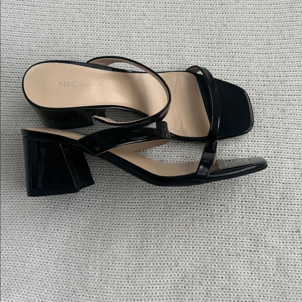 Nine West Patent Sandal Heels Black Size 9.5